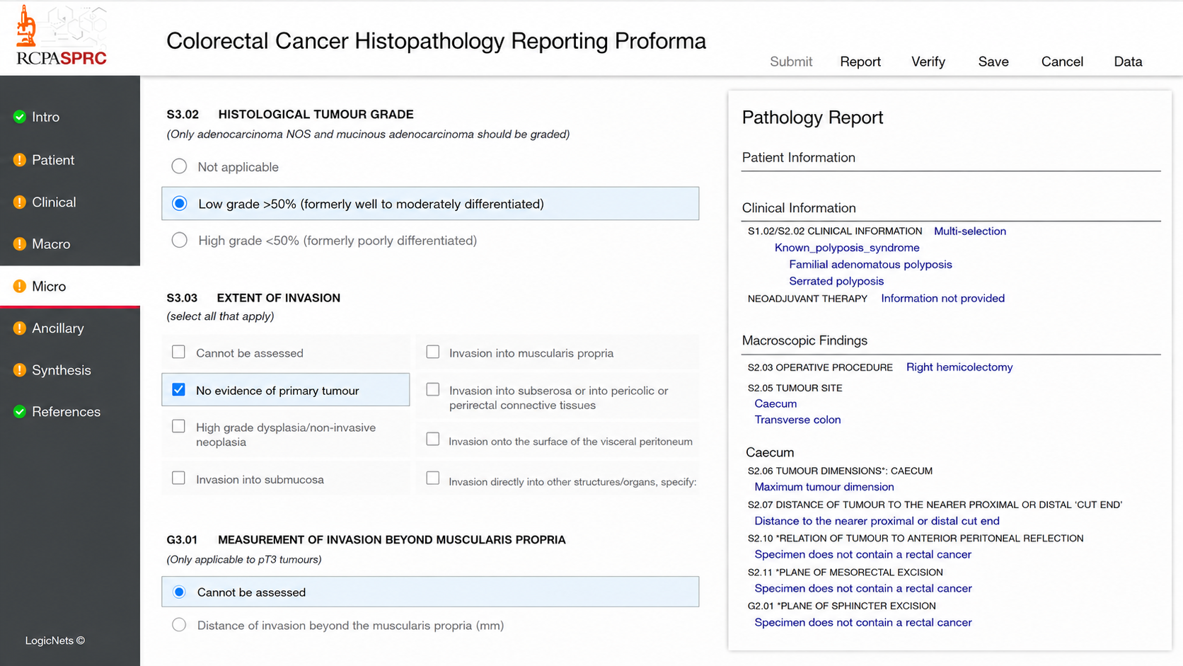 Synoptic Pathology Reporting